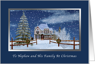 Christmas, Nephew and Family, Winter Scene card