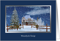 Christmas, Polish, Wesolych Swiat, Winter Scene card