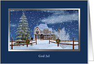 Christmas, Norwegian, God Jul, Winter Scene card