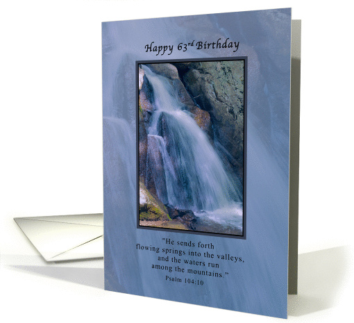 Birthday, 63rd, Religious, Mountain Waterfall card (1166020)