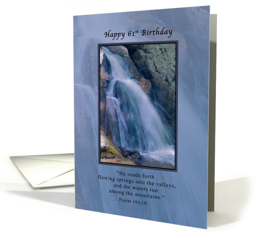 Birthday, 61st, Religious, Mountain Waterfall card (1166024)