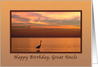 Birthday, Great Uncle, Ocean Sunset with Birds card