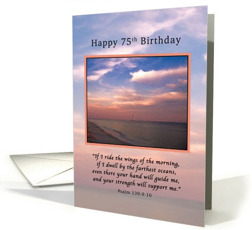 Birthday, 75th, Sunrise at the Beach, Religious card (1185006)
