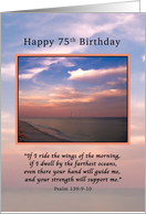 Birthday, 75th, Sunrise at the Beach, Religious card