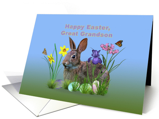 Easter, Great Grandson, Bunny, Eggs, and Spring Flowers card (1253906)