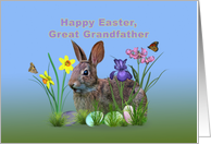 Easter, Great Grandfather, Bunny, Eggs, and Spring Flowers card