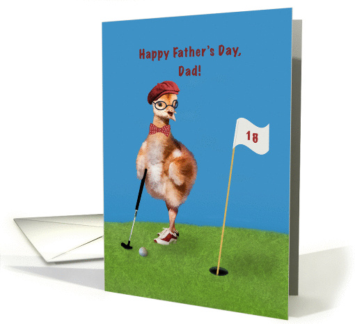 Father's Day, Dad, Humorous Bird Playing Golf card (1274098)