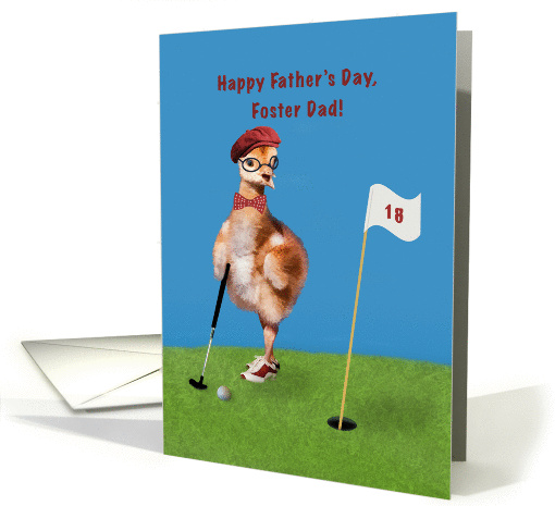 Father's Day, Foster Dad, Humorous Bird Playing Golf card (1274572)