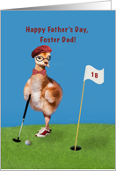 Father’s Day, Foster Dad, Humorous Bird Playing Golf card