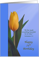 Birthday, 75th, Golden Tulip Flower, Religious card