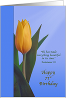 Birthday, 71st, Golden Tulip Flower, Religious card