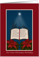 Christmas Birthday, Open Bible Christmas Message card