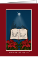 Mom and Step Dad, Open Bible Christmas Message card