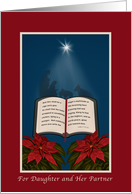 Daughter and Her Partner, Open Bible Christmas Message card