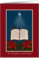 Daughter and Family, Open Bible Christmas Message card