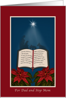 Dad and Step Mom, Open Bible Christmas Message card