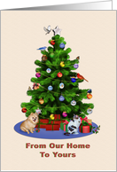 From Our Home, Merry Christmas Tree, Dog, Cat, Birds card