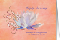 Birthday, Water Lily, Religious card