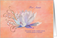 Birthday, Aunt, Water Lily, Religious card