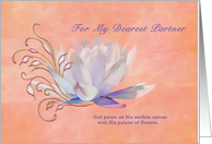Birthday, Partner, Water Lily, Religious card