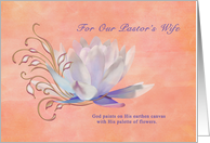 Birthday, Pastor’s Wife, Water Lily, Religious card