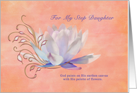 Birthday, Step Daughter, Water Lily, Religious card