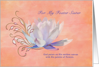 Birthday, Foster Sister, Water Lily, Religious card