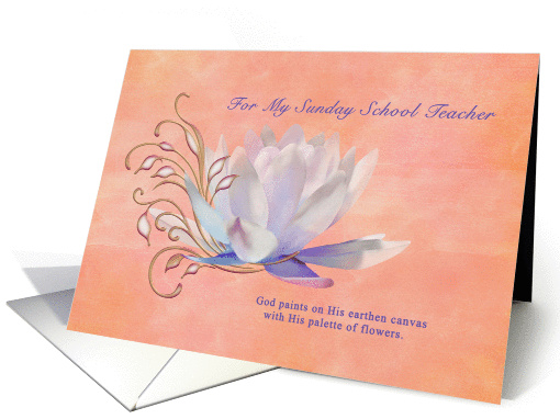 Birthday, Sunday School Teacher, Water Lily, Religious card (1315712)