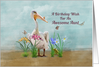 Birthday, Aunt, Pelican, Flowers and Butterflies card