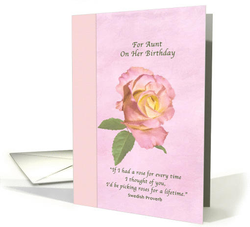 Birthday, Aunt, Pink and Yellow Rose card (1336002)