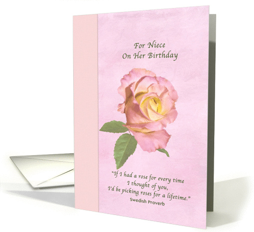 Birthday, Niece, Pink and Yellow Peace Rose card (1336020)
