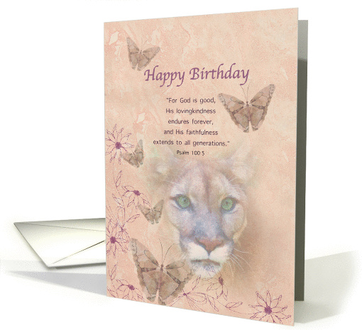 Birthday, Cougar and Butterflies, Religious card (1363854)