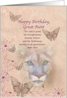 Birthday, Great Aunt, Cougar and Butterflies, Religious card