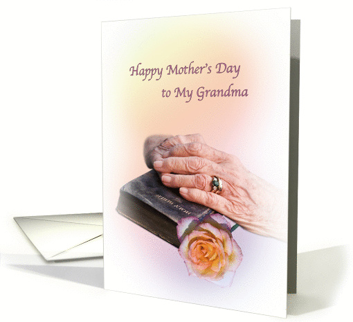 Mother's Day, Grandma, Bible and Aged Hands card (177014)