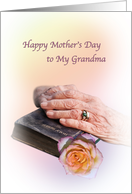 Mother’s Day, Grandma, Bible and Aged Hands card