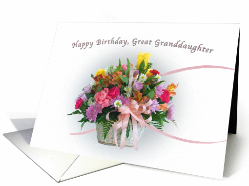 Birthday, Great Granddaughter, Flowers card (215345)