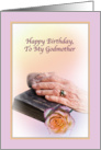 Godmother Birthday Card with Aged Hands and Bible card