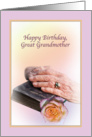 Great Grandmother Birthday Card with Aged Hands and Bible card