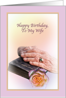 Wife’s Birthday Card with Aged Hands and Bible card