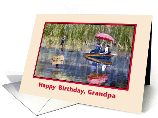 Birthday, Grandpa, Fishing, Boat, Lake card (454445)