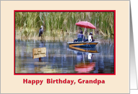 Birthday, Grandpa, Fishing, Boat, Lake card