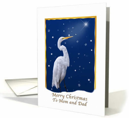 Christmas, Mom and Dad, Great Egret Bird card (466330)