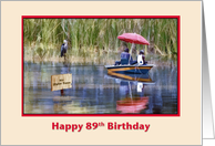 89th Birthday , Fishermen and Great Blue Heron card