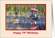 79th Birthday, Fishermen and Great Blue Heron card
