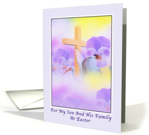 Son and Family's Easter Card  with Flowers and Cross card (570232)