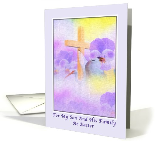 Son and Family's Easter Card  with Flowers and Cross card (570232)