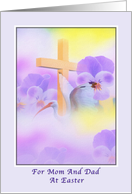 Mom and Dad’s Easter Card with Flowers and Cross card