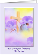 Grandparents’s Easter Card with Flowers and Cross card