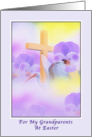 Grandparents’s Easter Card with Flowers and Cross card