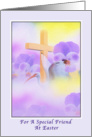 Friend’s Easter Card with Flowers and Cross card